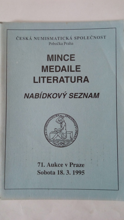 Mince, medaile, literatura – 71. aukce v Praze