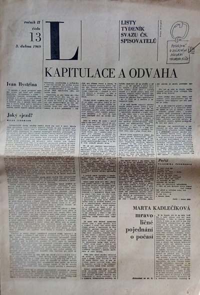 Listy týdeník svazu čs. Spisovatelů, č. 13/1969