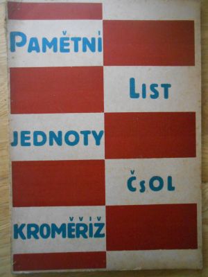 Pamětní list jednoty ČSOL v Kroměříži